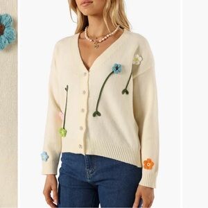 petal and pup Reign Flower Embellished wool blend Cardigan